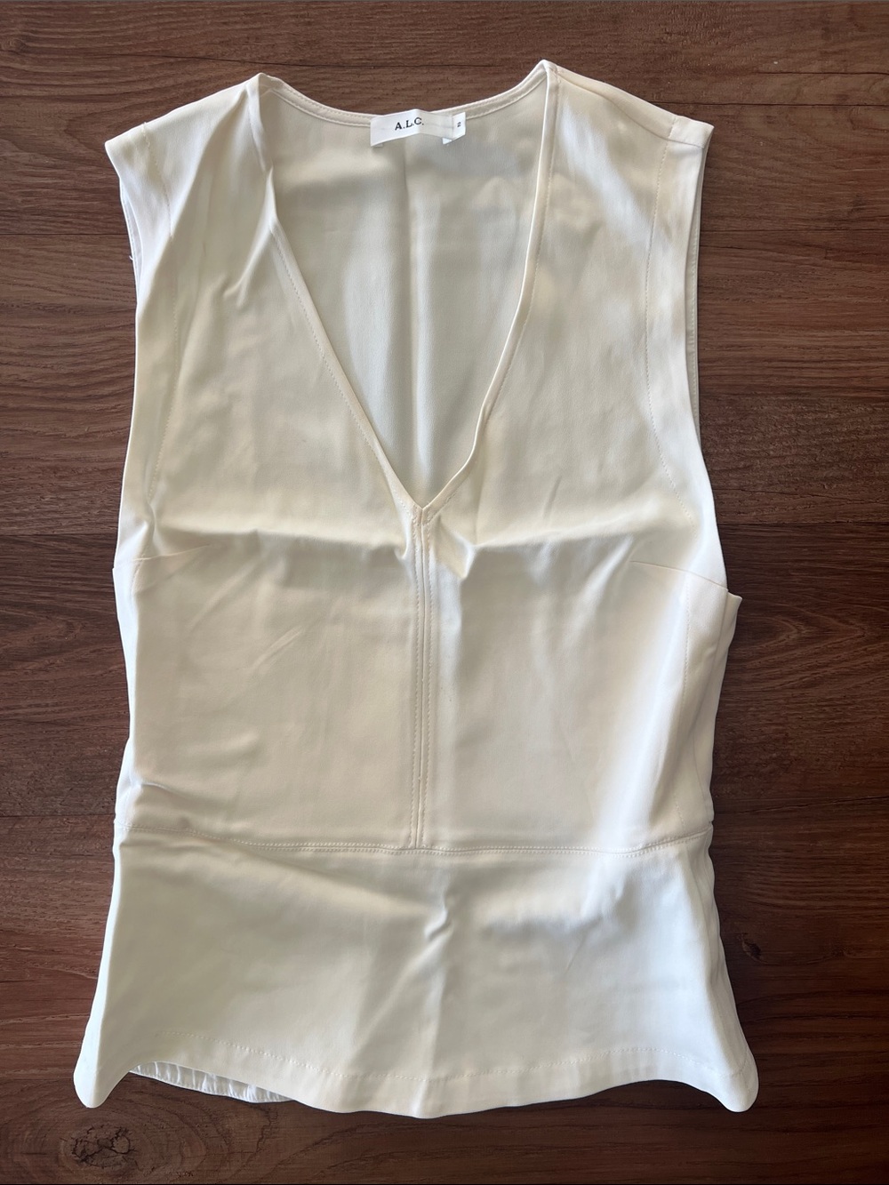 A.L.C. Cream V-Neck Sleeveless Top
